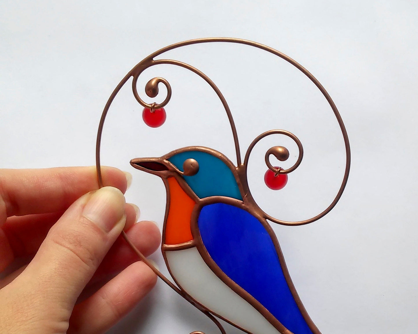 Bluebird Stained Glass Suncatcher: Bird Lover Gift Window Hanging