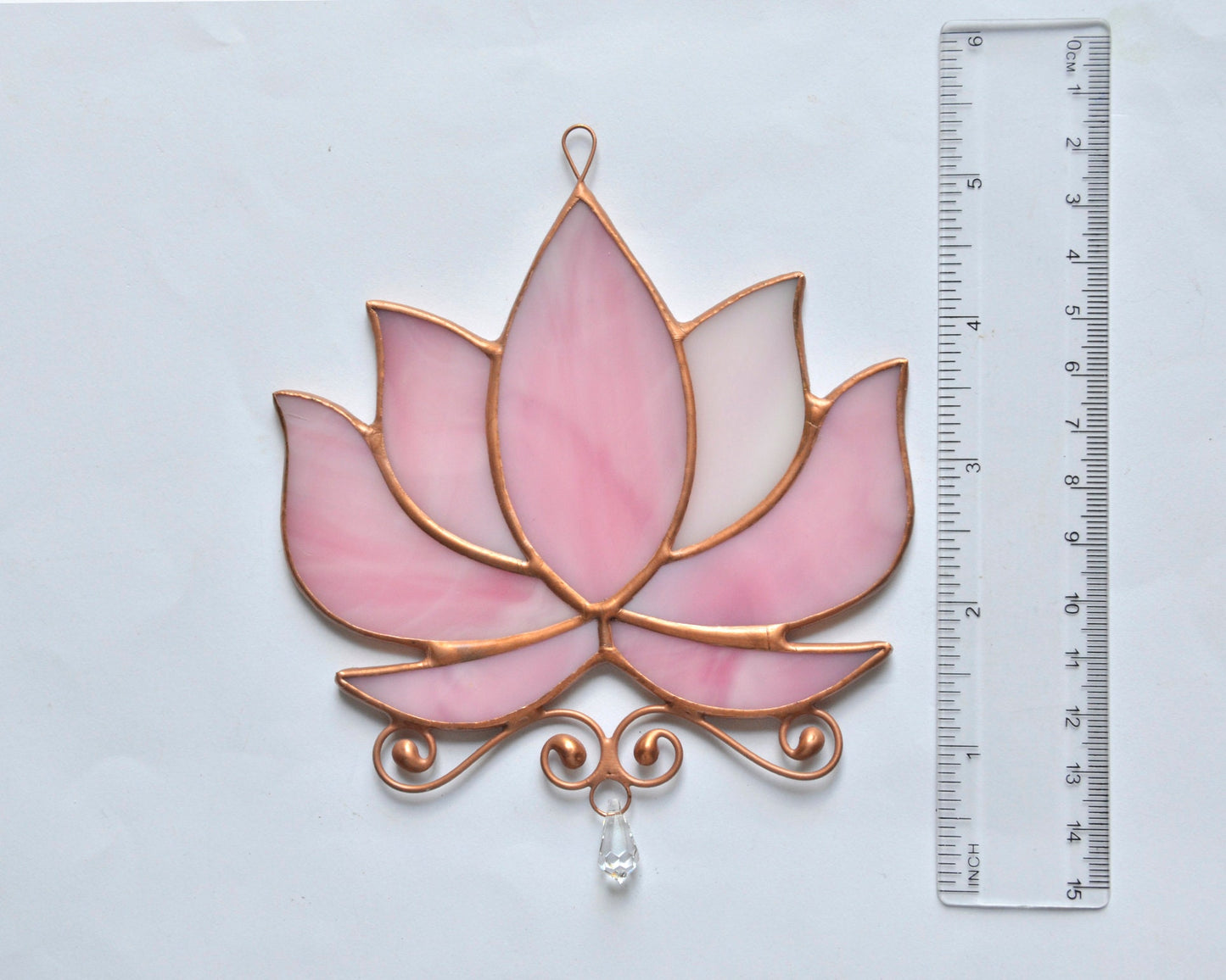 Stained Glass Lotus Suncatcher: Crystal Window Hanging, Yoga Gift