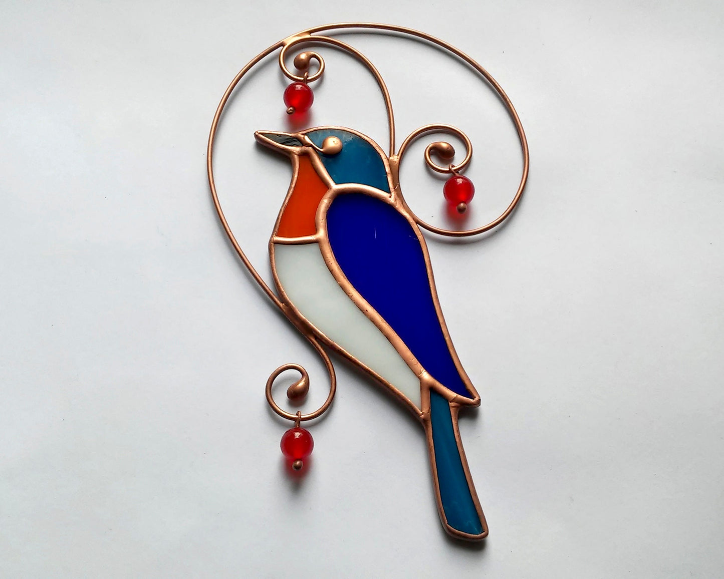 Bluebird Stained Glass Suncatcher: Bird Lover Gift Window Hanging