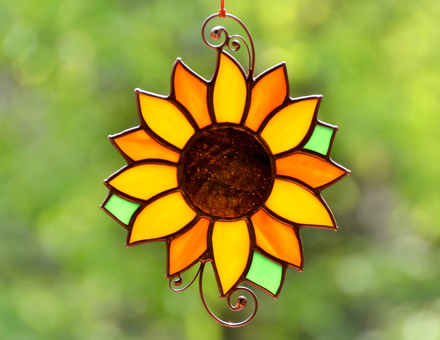 Stained glass ornament, sunflower window hangings, handmade flower gift suncatcher