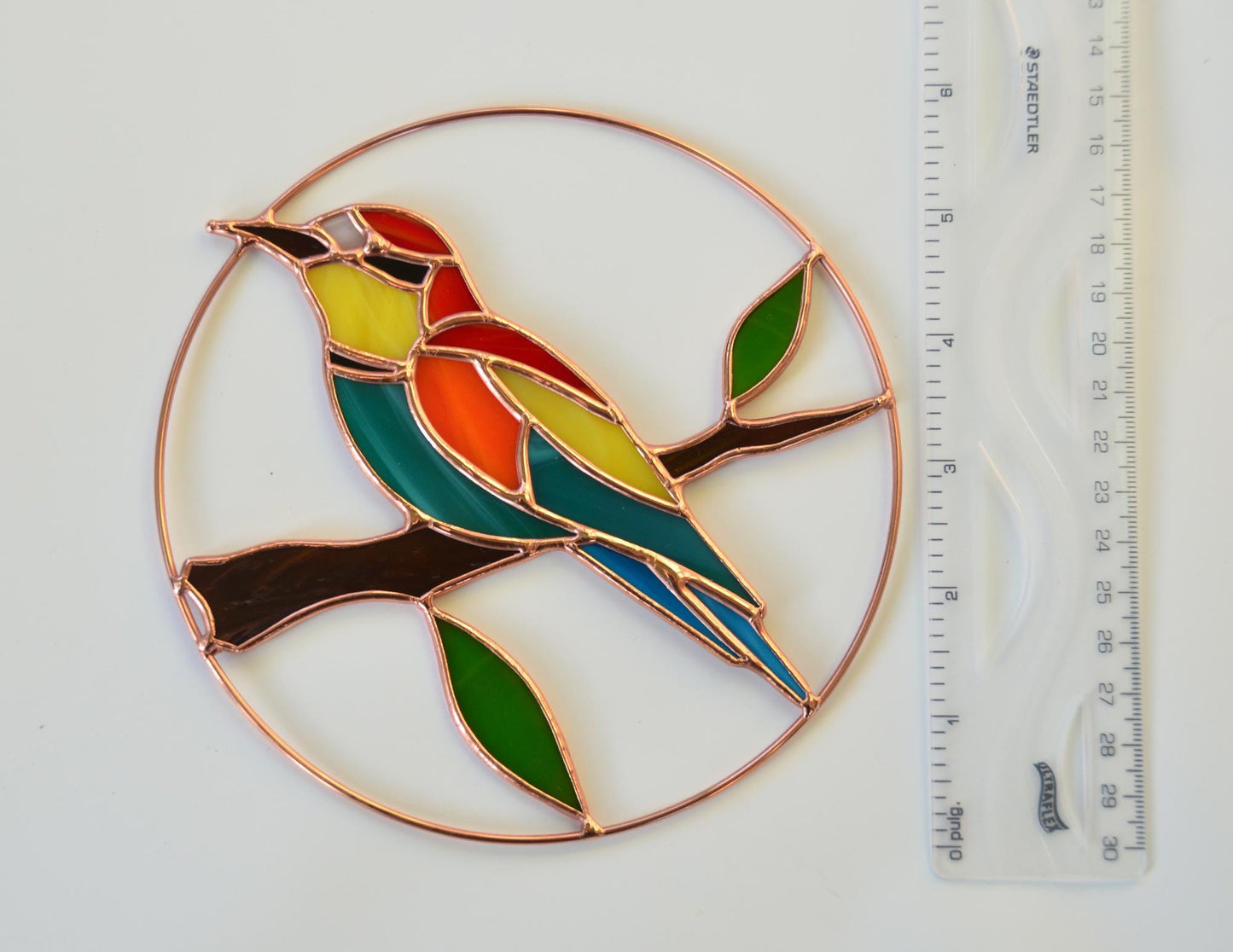 Stained Glass Bee-Eater Suncatcher: Colorful Bird Window Hanging