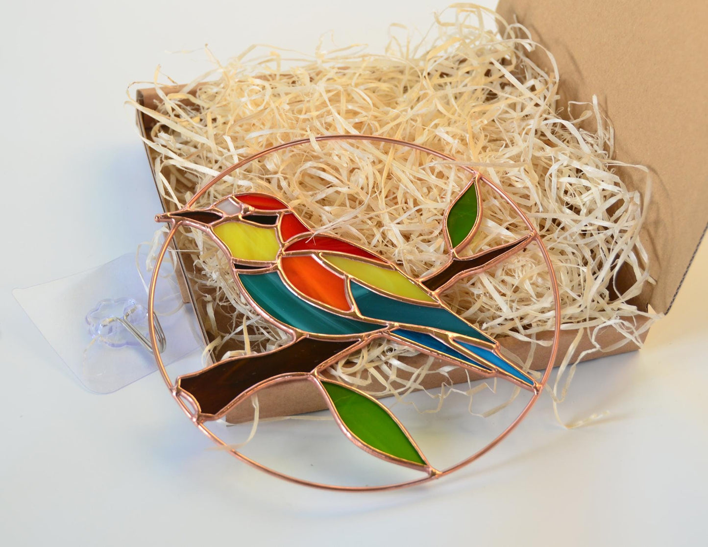 Stained Glass Bee-Eater Suncatcher: Colorful Bird Window Hanging