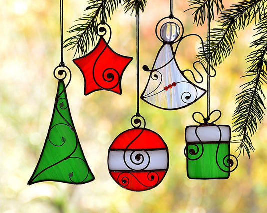 Stained glass Christmas ornaments, hanging suncatcher