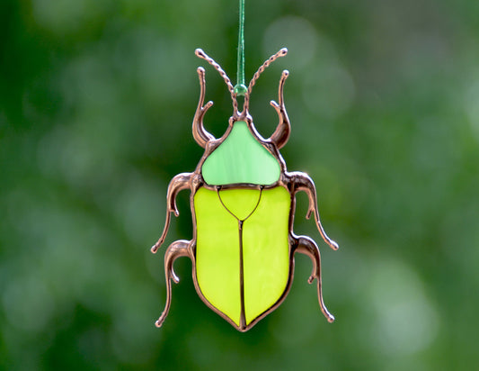Stained glass beetle, bug suncatcher, glass home decor, window hangings decor, garden decoration, Tiffany glass art
