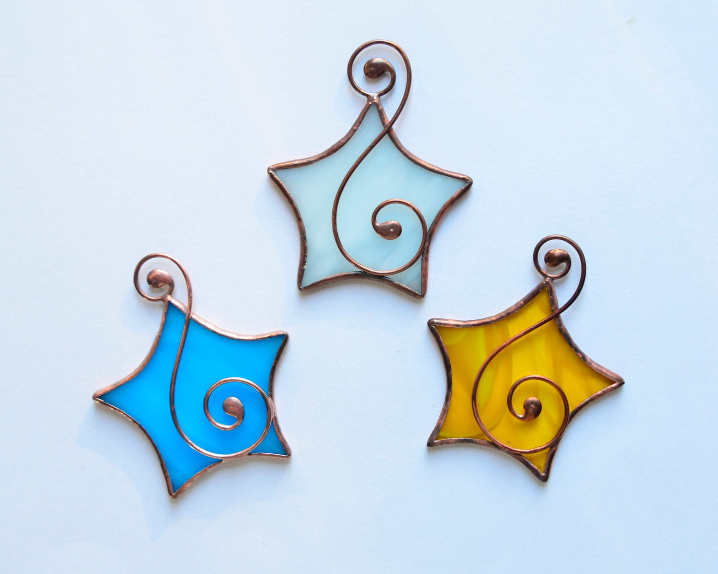 Christmas star stained glass suncatcher set, hangings ornaments
