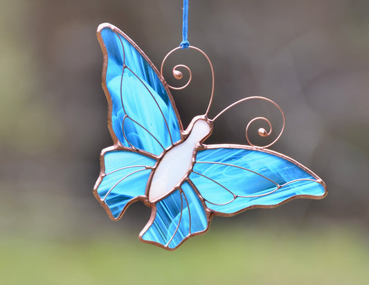 Stained glass window hanging butterfly suncatcher