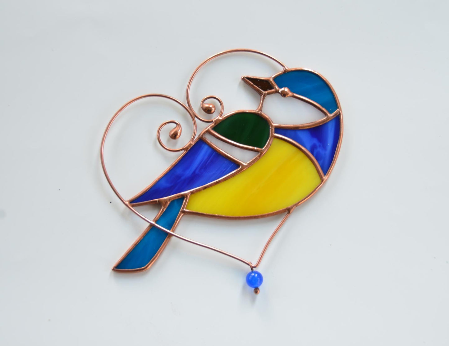 Blue Tit Stained Glass Suncatcher – Window Hanging Bird Ornament