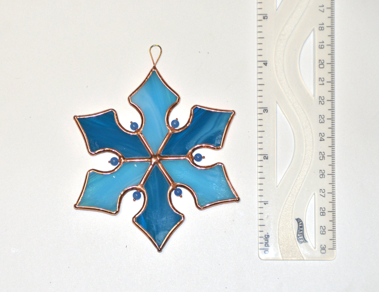 Stained Glass Snowflake Ornament – Christmas Window Hanging Suncatchers – Handmade Holiday Decor – Winter Gift – Frosted Glass Decoration