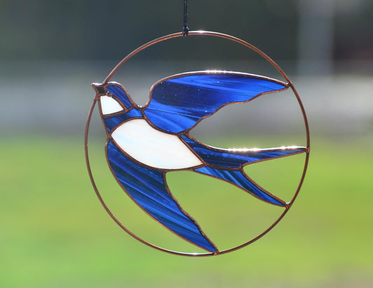 Stained glass swallow suncatcher, bird lover gift, window hangings