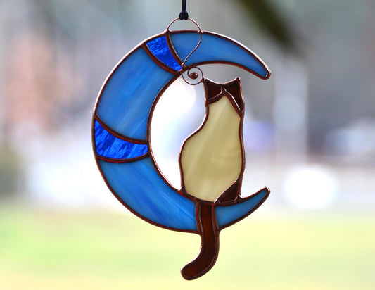 Siamese Cat Stained Glass Suncatcher