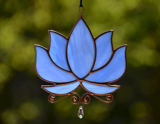 Stained glass lotus window hangings crystal suncatcher: yoga lover gift