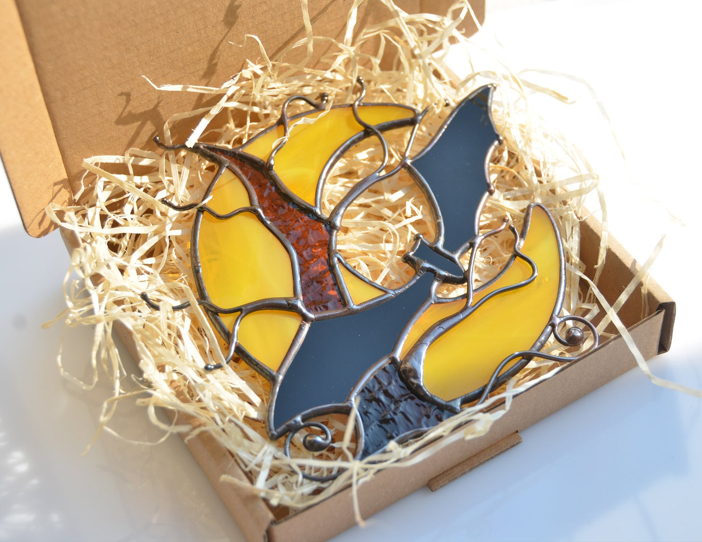 Stained glass Halloween suncatcher, spooky tree, bat suncatcher, window hanging decor