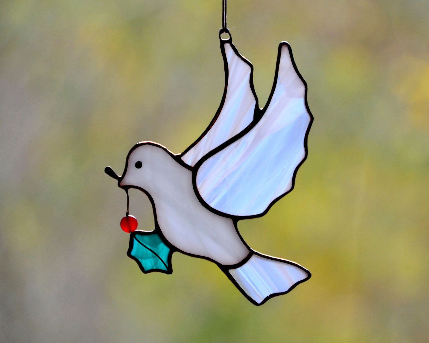 Stained glass bird, dove suncatcher, window hangings Christmas ornament