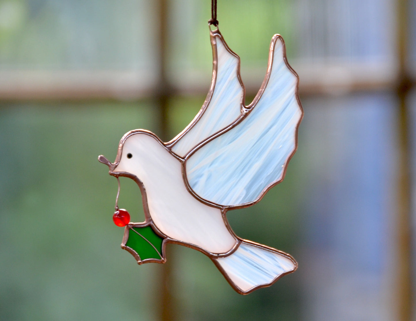 Stained glass bird, dove suncatcher, window hangings Christmas ornament