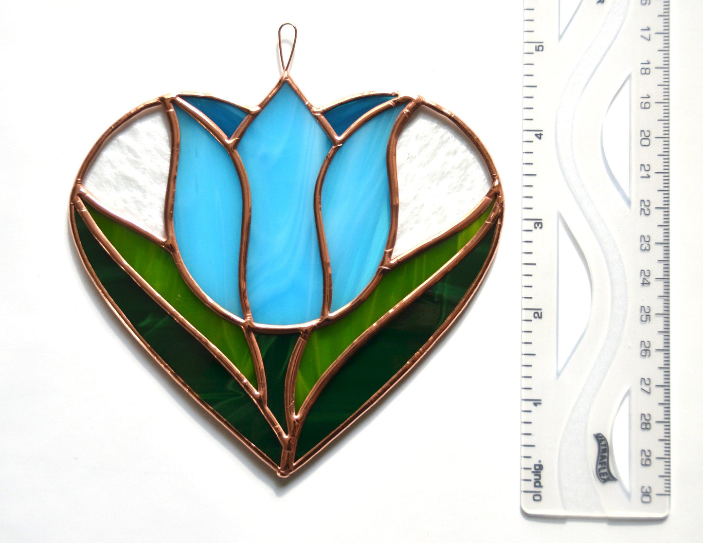 Tulip Heart Stained Glass Suncatcher – Spring Window Hanging Decoration