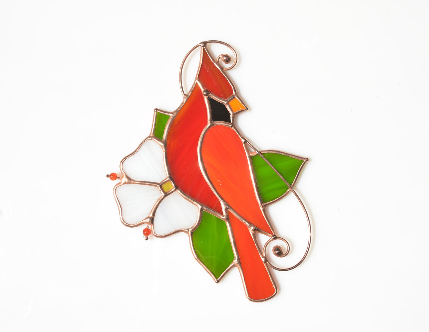 Red Cardinal Stained Glass Suncatchers: Handmade Window Hangings Bird Ornament, Memorial Gift