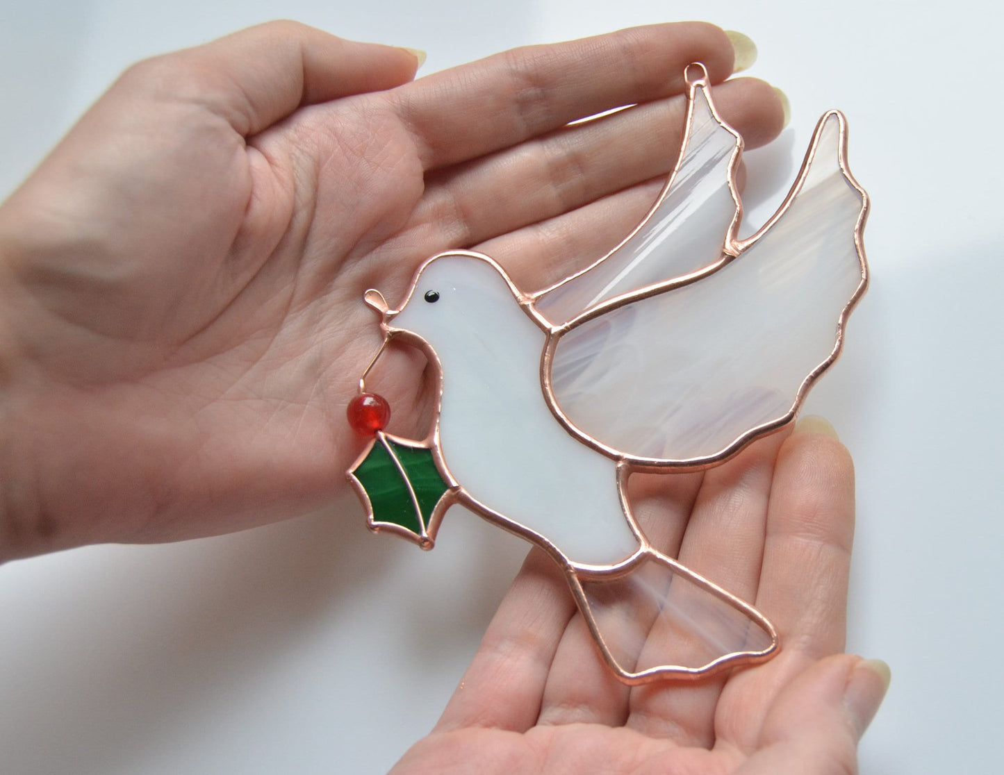 Stained glass bird, dove suncatcher, window hangings Christmas ornament