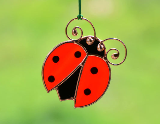 Stained Glass Ladybug Suncatcher – Window Hanging Ornament and Gift