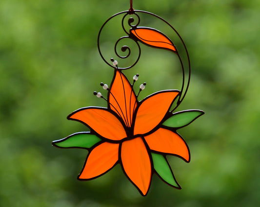 Lily Stained Glass Suncatcher, Flower Window Hangings