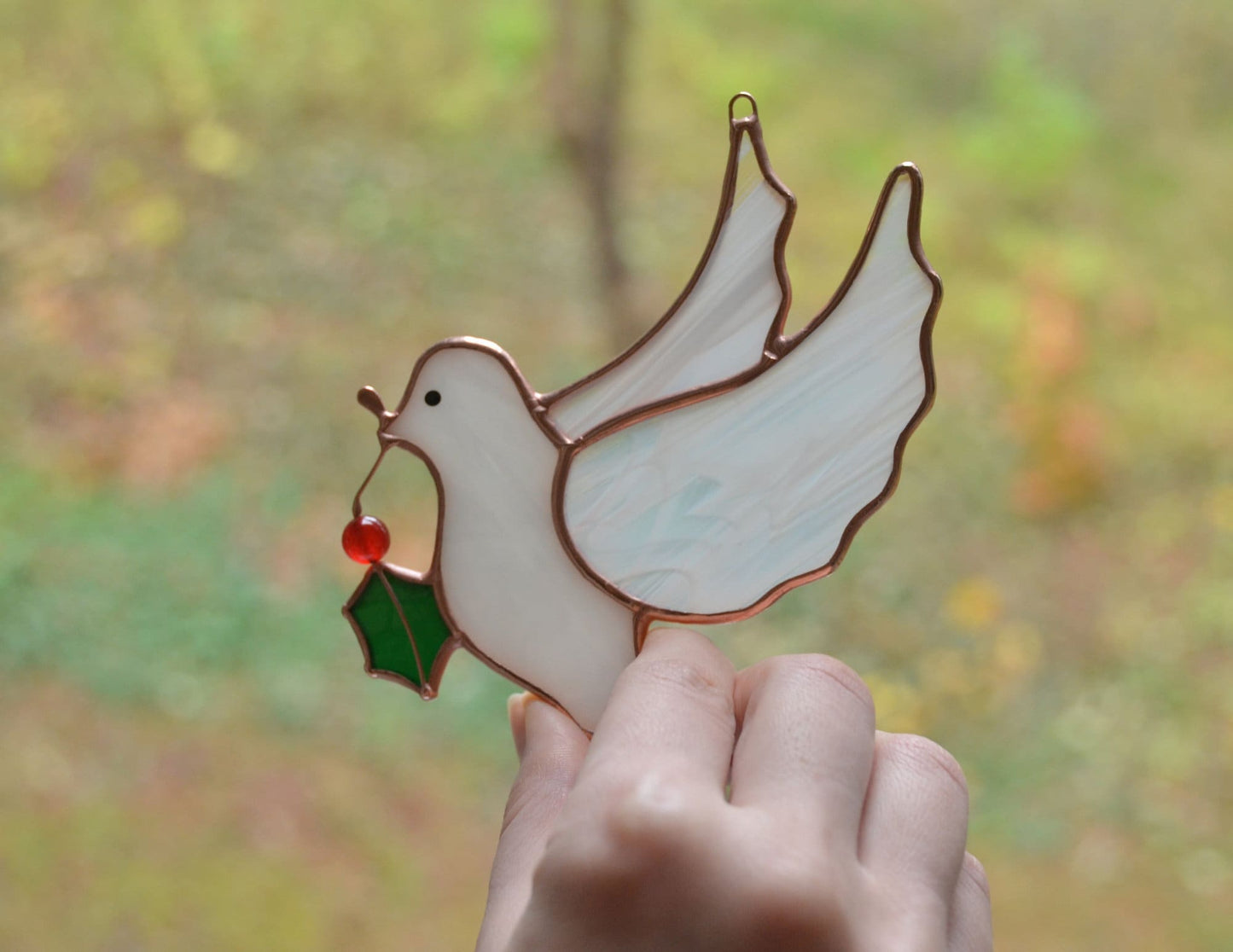 Stained glass bird, dove suncatcher, window hangings Christmas ornament